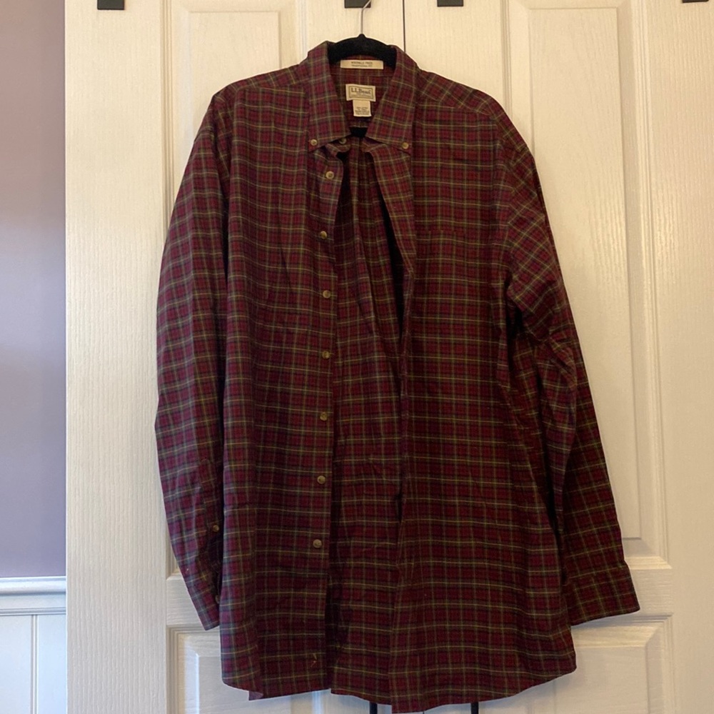 L.L. Bean Wrinkle Free Plaid Button Down